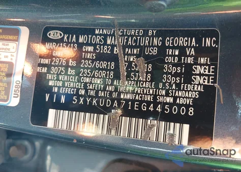 2014 Kia Sorento Ex V6 from USA, damaged, VIN 5XYKUDA71EG445008